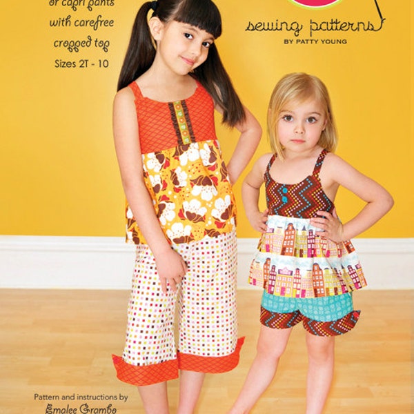 Pattern - Hannah Shorts, Capri Pants and Cropped Top - Paper Sewing Pattern by modkid designs