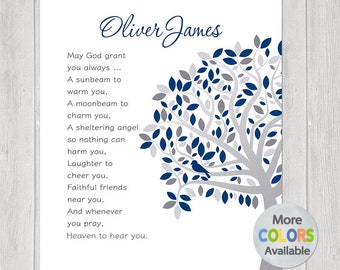 Unique Boy Baptism Gift - Personalized Religious Gift, Dedication Gift - Tree PRINTABLE- Irish Blessing May God grant you always, a sunbeam