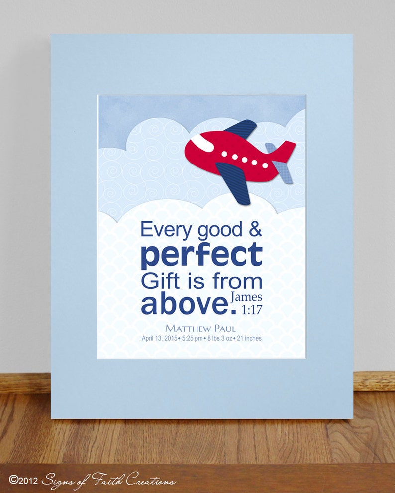Airplane Wall Art PRINT with Bible Verse James 117 or Isaiah Etsy