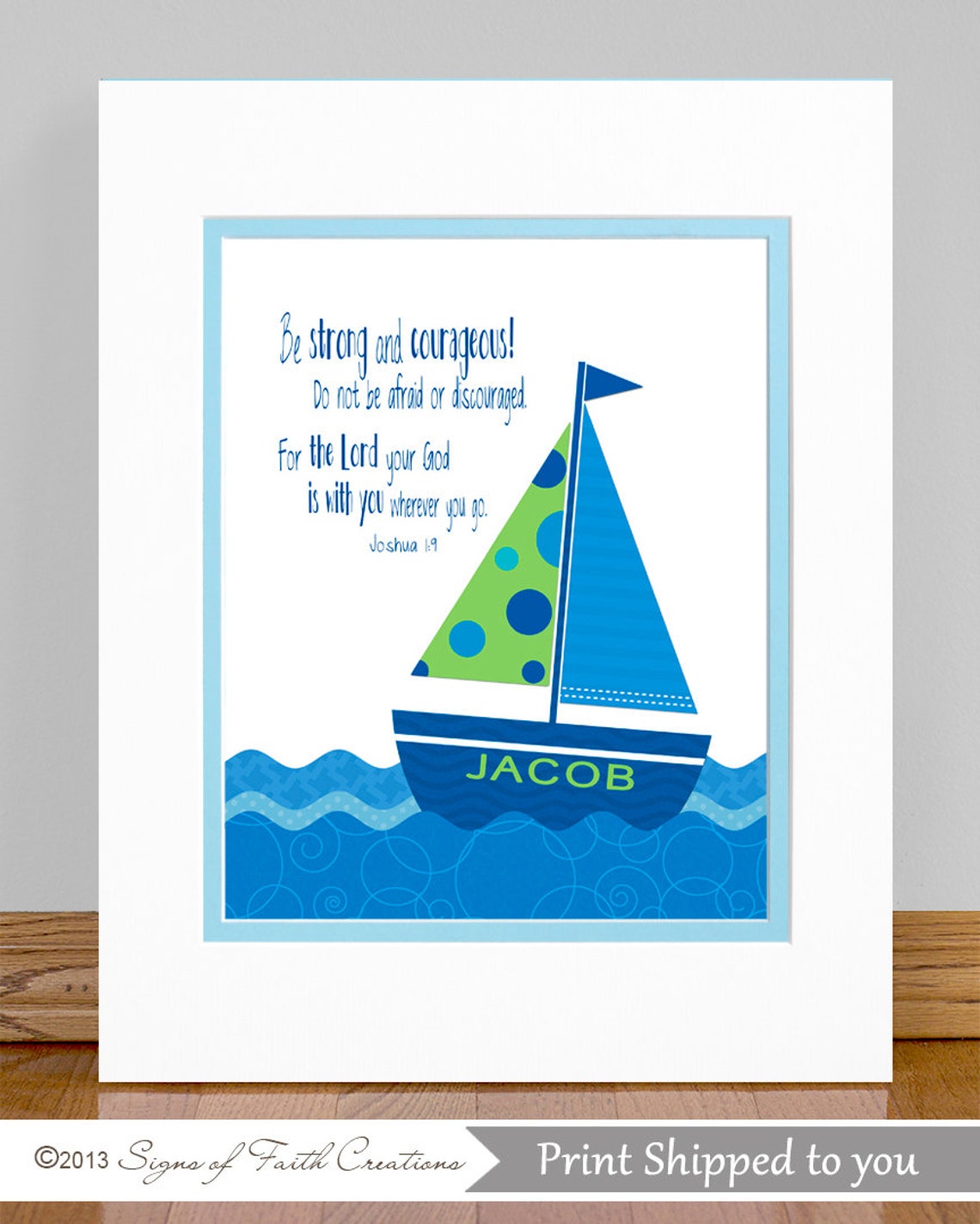 Personalized Sailboat 8x10 PRINT with Bible Verse or Etsy