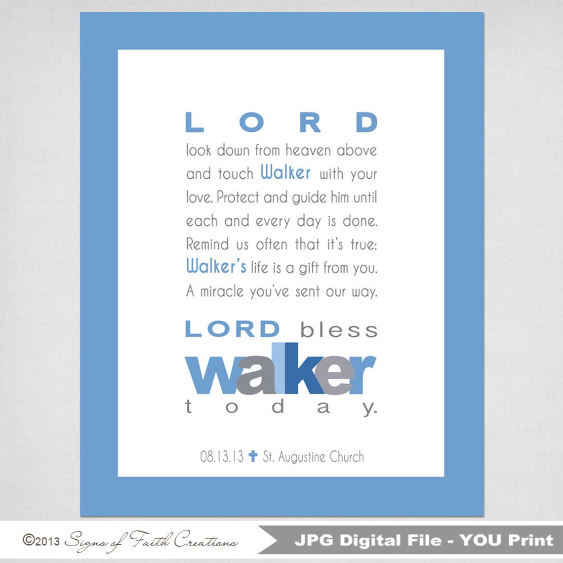 Boys Prayer Printable Wall Art personalized with child's | Etsy