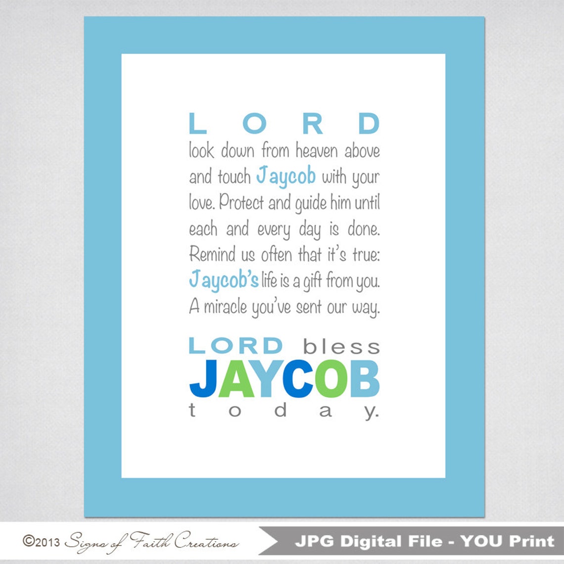 Boys Prayer Printable Wall Art personalized with child's | Etsy