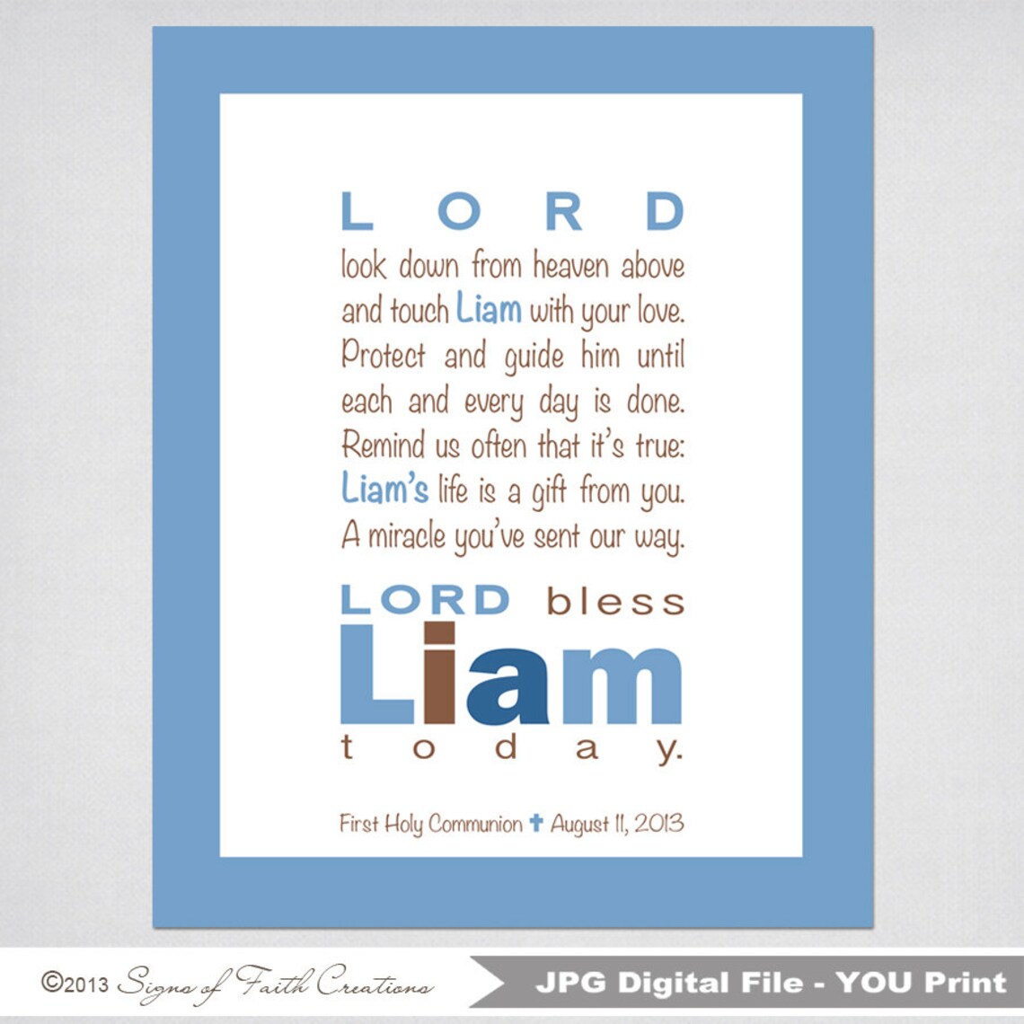 Boys Prayer Printable Wall Art personalized with child's | Etsy