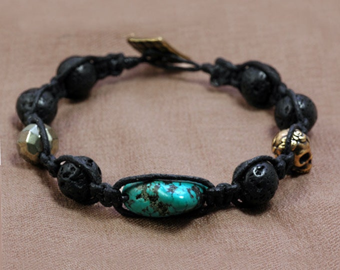 Bad Dona Collection Macrame Bracelet Lava Stone Turquoise - Etsy