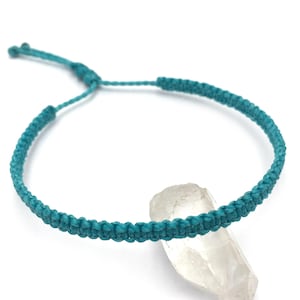 Turquoise Blue Bracelet Woven with Waxed Thread | Casual Style Flat Shape | Water Resistant, Adjustable | Handmade in France | #PP0560