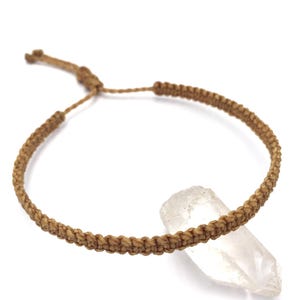 Light Brown Bracelet Woven with Waxed Thread | Casual Style Flat Shape | Water Resistant, Adjustable | Macrame | Handmade in France | #PP604
