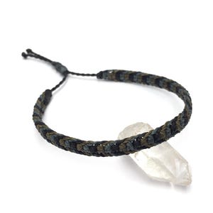 Schwarz Dunkelgrau und Kaki Armband Handgemacht mit Gewachsten Schnüren. Verstellbar, Unisex und Wasserdicht. Hergestellt in Frankreich. Ref3PP5