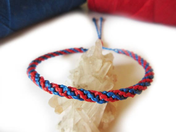 Red & Blue Friendship Bracelet/bohemian/surf/unisex Spiral