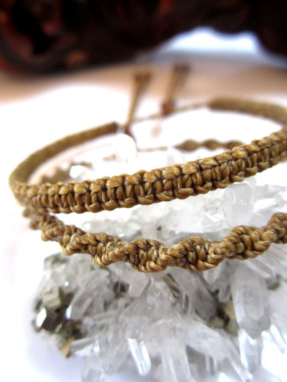 Light Brown Wax Cord Woven Bracelet