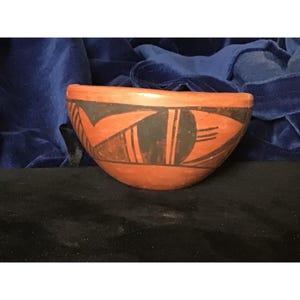 Antike Acoma handbemalte Ton Keramik Schale mit geometrischen Mustern