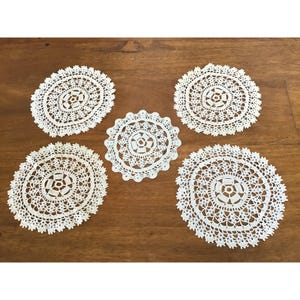 Vintage Handcrafted Crocheted Doilies Set Of 5