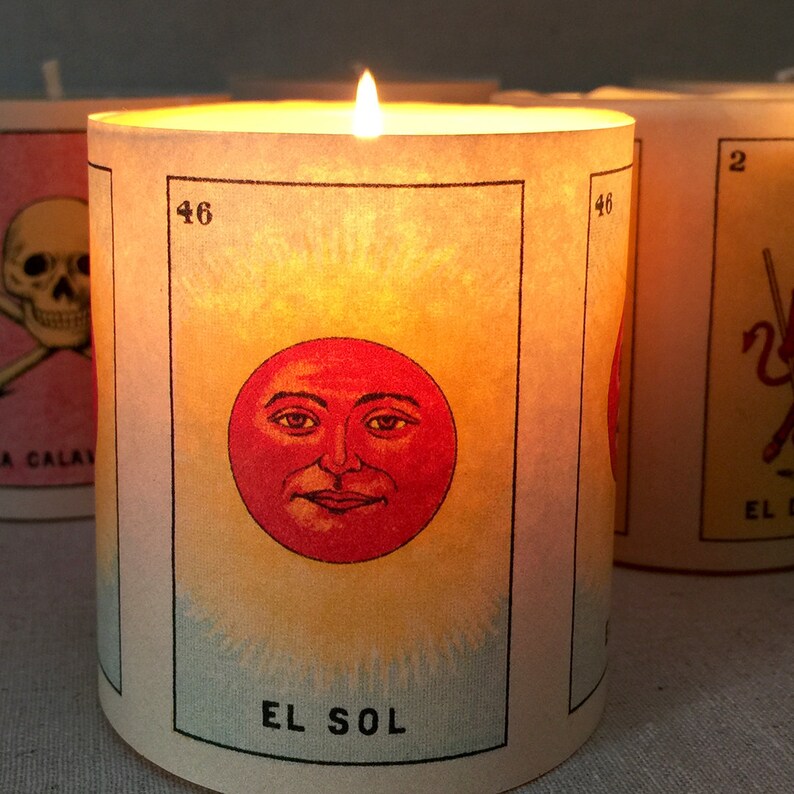 Mexican Loteria Pillar Candles Mexican folk art design Latin Etsy