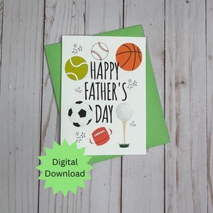 Father's Day Card, Fathers Day Card from Kids, Fathers Day Card, Fathers Day Sports Card, Fathers Day, Bonus Envelope Template