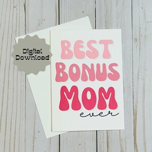 Tarjeta de bonificación para mamá imprimible, tarjeta imprimible para el Día de la Madre, la mejor bonificación para mamá de la historia, tarjeta para madrastra, tarjeta para madrastra, plantilla de sobre de bonificación