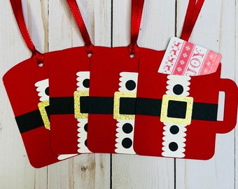 Porta tarjetas de regalo de Papá Noel hecho a mano: etiquetas para calcetines navideños, regalos (juego de 4)