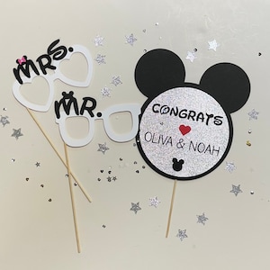 Custom Party Props, Mr and Mrs, Bride and Groom, Party Photo Booth Props, Disney Photo Prop, Disney Themed Wedding, Fairytale Wedding Decor