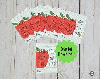 Apple Teacher Gift Tag, Thank You Gift (Digital Download)