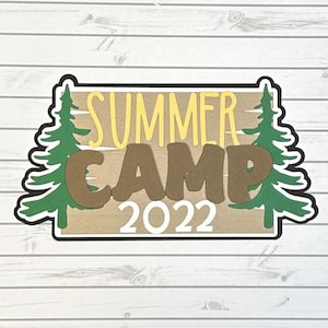 Summer Camp Scrapbook Title, Camping Die Cut, Camp Title, Paper Piecing, Custom Scrapbook Embellishment, Scrapbook Title