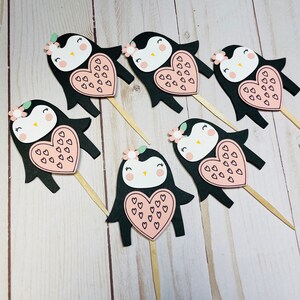 Penguin Cupcake Toppers: Arctic Baby Shower Party Decor
