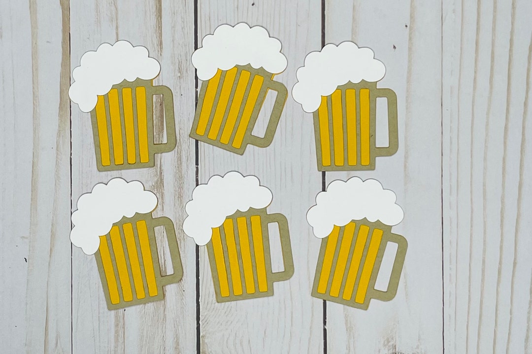 Beer Mug Die Cuts, Set of 6 Beer Mugs Paper Cut Outs, Scrapbook Pages