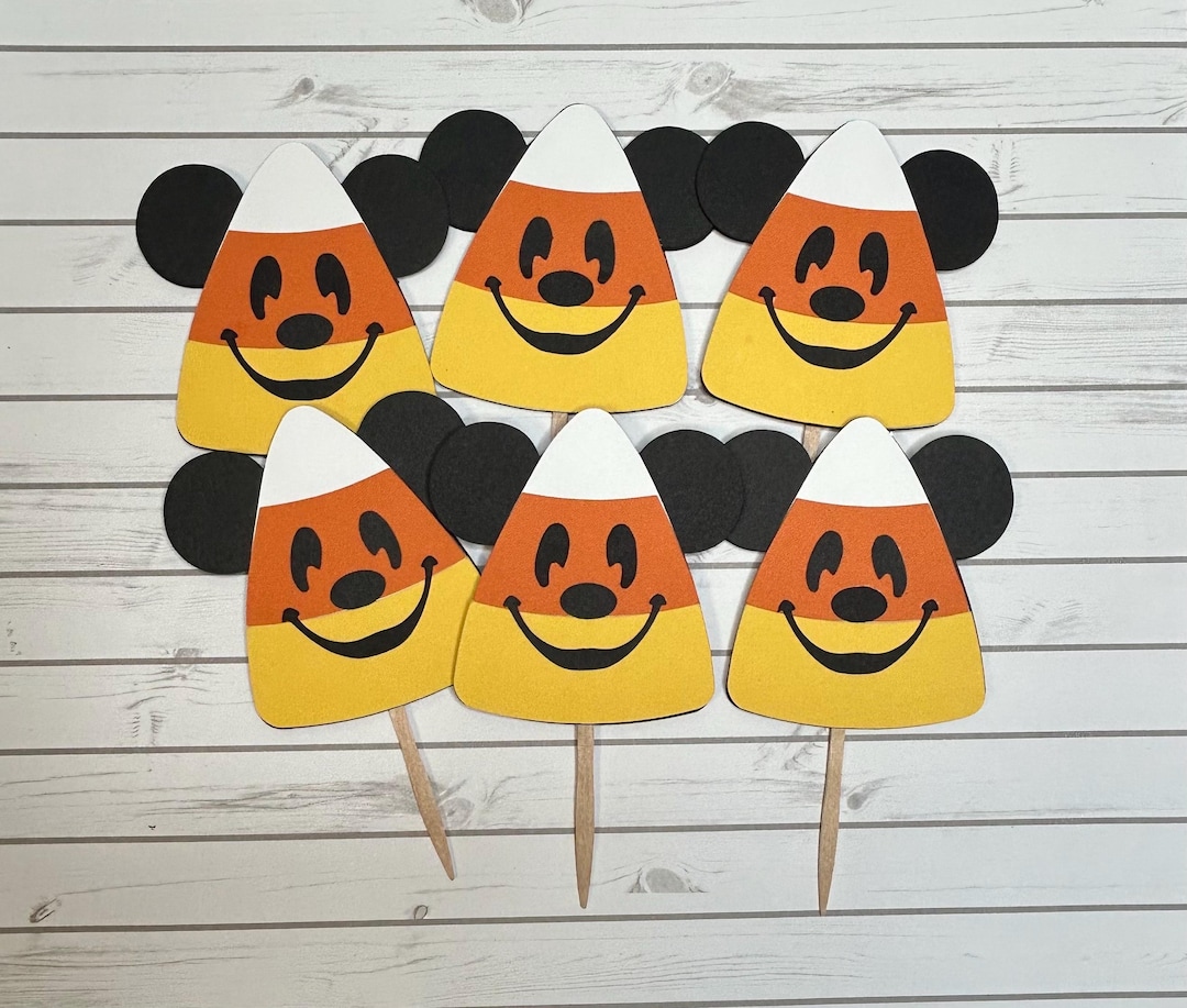 Mickey Mouse Candy Corn Cupcake Toppers, Halloween Party Set of 6 - Etsy