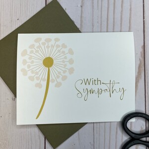 Sympathy Cards, Dandelion Card, Condolence Card, With Sympathy, Bereavement Card,