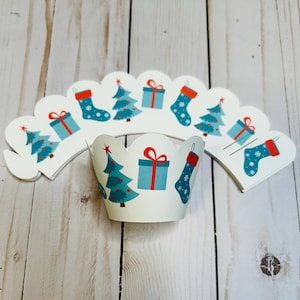 Christmas Cupcake Wrappers, Holiday Cupcake Wrappers, Christmas Party Decorations, Holiday Party, Christmas Party Cupcake Wrappers