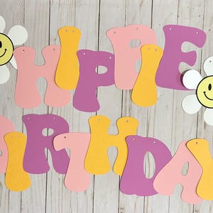 Hippie Birthday Party Banner, Groovy Banner, Retro 70s Birthday Banner, Flower Power Party, Groovy Theme Party Decor, Too Groovy Party