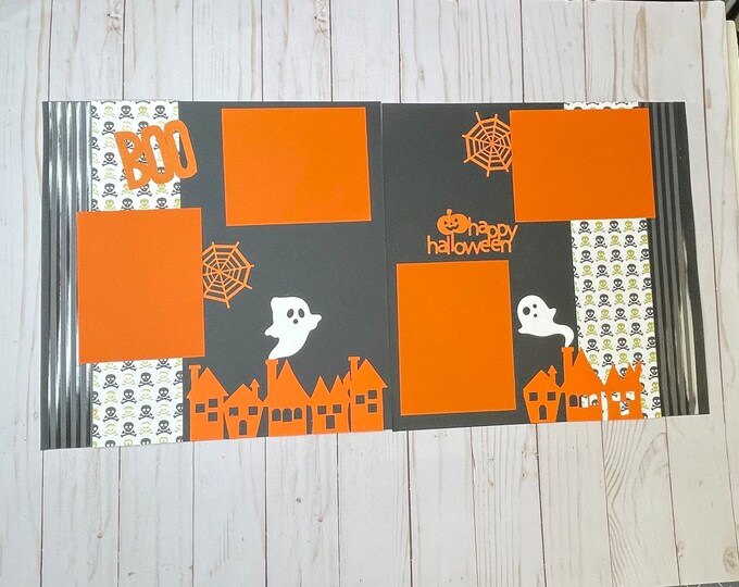 Premade Halloween Scrapbook Layout, Spooky Scrapbook Page. 12 X 12 ...