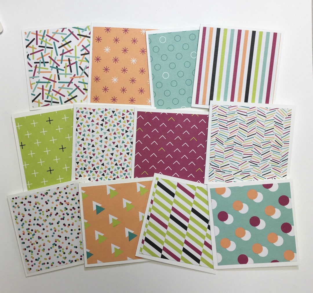 Set of 12 3 X 3 Mini Square Note Cards and Envelopes, Lunch Box Notes