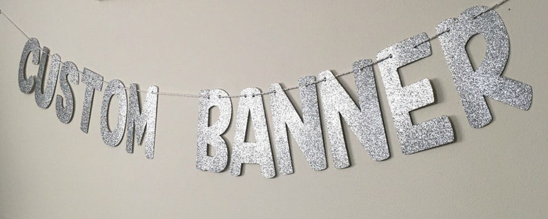 Custom Party Banner, Silver Party Decorations, Custom Birthday Banner, Custom Bridal Shower Banner, Custom Baby Shower Banner