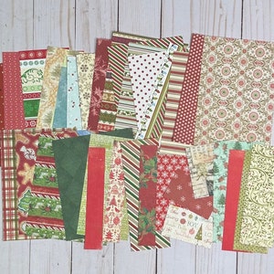 Paper Scraps, Christmas Paper, Christmas Card Kit, Junk Journal, Christmas Scrapbooking Ephremera, Collage, Pack of 35 Paper Pieces