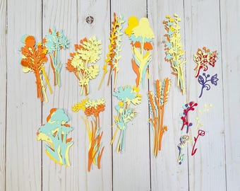 Wildflower Die Cuts: Scrapbooking Embellishments, 65 Piece Set, Paper Flowers, Floral Ephemera
