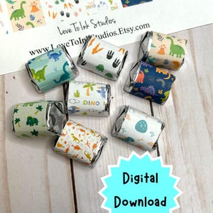 Dinosaur Nugget Wrappers, Dinosaur Chocolate Nugget Birthday Favor Stickers, Dinosaur Chocolate Candy Stickers, Dinosaur Chocolate Stickers