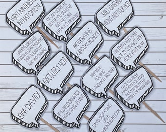 Schitt's Creek Cupcake Toppers: TV Quote Party Decorations