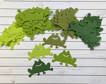 Frog Die Cuts, Green Paper Frog Embellishments (Set of 25)