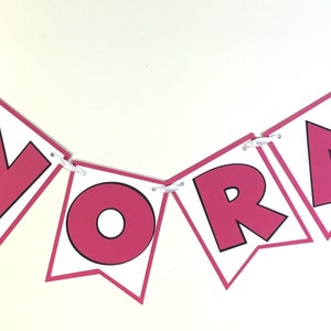 Puede incluir: Una pancarta rosa y blanca con el nombre "Nora" escrito en letras rosas. La pancarta est&aacute; decorada con dos cabezas de dibujos animados de Minnie Mouse con lazos rosas y flores blancas.