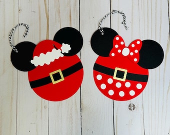 Mickey and Minnie Christmas Gift Tags, Holiday Disney Gift Bag Tags