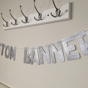 Custom Party Banner, Silver Party Decorations, Custom Birthday Banner, Custom Bridal Shower Banner, Custom Baby Shower Banner