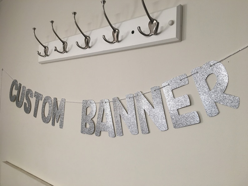 Custom Party Banner, Silver Party Decorations, Custom Birthday Banner, Custom Bridal Shower Banner, Custom Baby Shower Banner