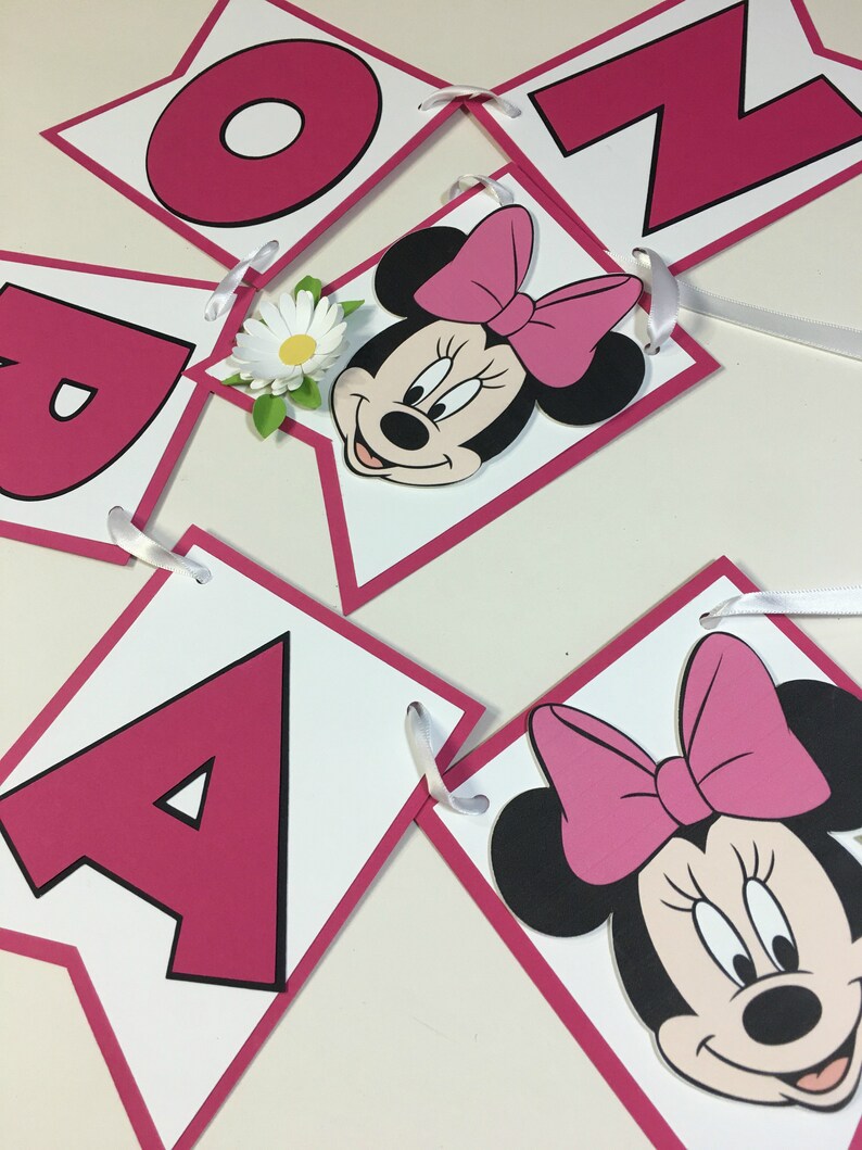 Minnie Mouse Inspired Birthday Banner, Personalized Disney Banner, Custom Birthday Banner, Party Banner, Custom Name Disney Party Banner