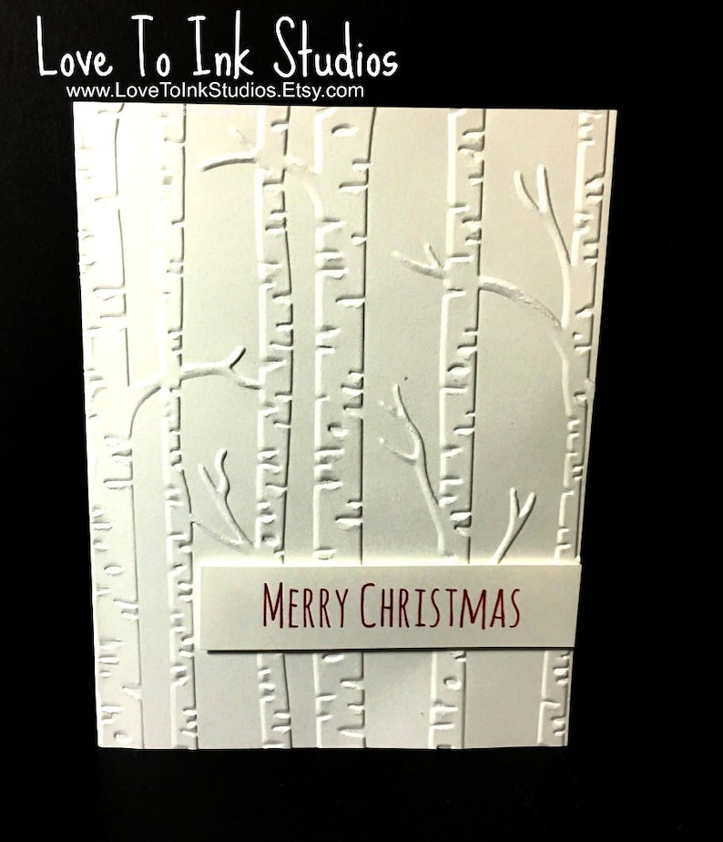 Set of 6 Woodland Cards 6 Embossed Tree Cards White Embossed Etsy