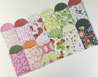 Handmade Fruit Party Gift Card Holders: Mini Envelopes, Set of 12