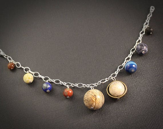 Système Solaire Charm Bracelet Argent Planète Terre Lune étoiles Bijoux Science Space Travel Nerd Rocket Ship étoile Scifi Nerd