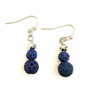 Navy Blue Lava Rock Earrings