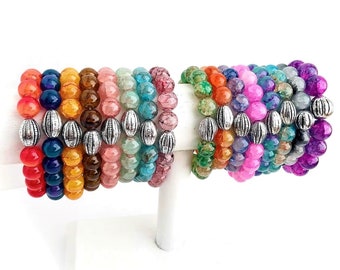 Duo Color Gemstone Style Glass Beaded Bracelets