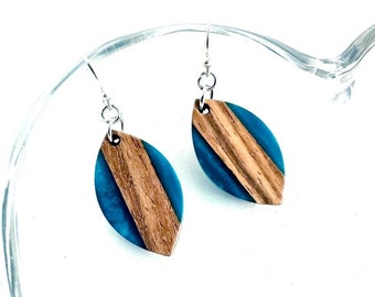 Tiny Surfboards Resin & Wood Earrings