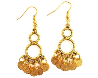 Golden Circles Chandelier Charm Earrings