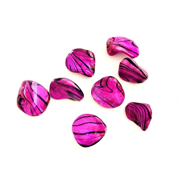 Purple-Pink with Black Stripes Shell Beads