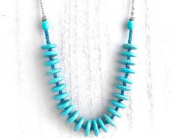 Turquoise Heishi Stones Beaded Necklace